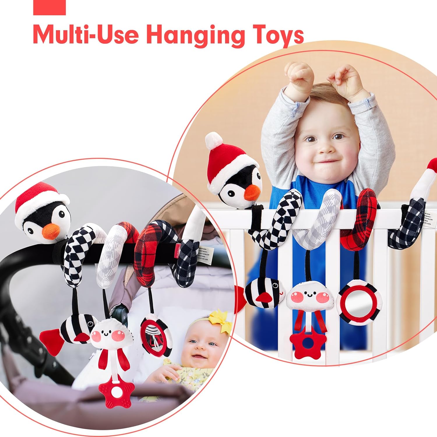 Baby Toys 0-3 Months Developmental - Car Seat Toys Penguin Carseat Toys for Infants 0-6 Months Stroller Baby Toys 6 to 12 Months Infant Toys for Ages 0-2 Baby Girl Gifts Travel Toys 0-6 Months